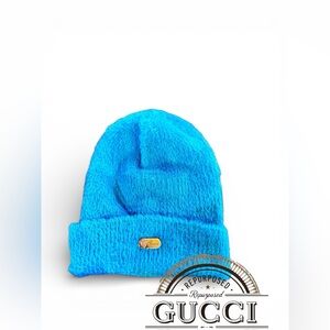 Gucci upcycled Vibrant Blue Women's Beanie brand new
